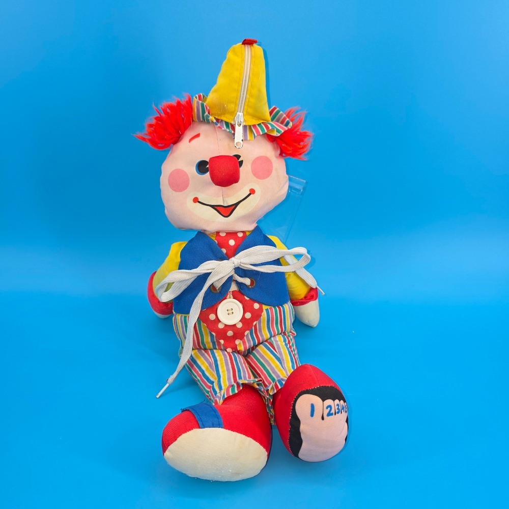 Vintage Playskool Dapper Dan Clown Learning Activity Plush‎ Doll Dress Me Toy
